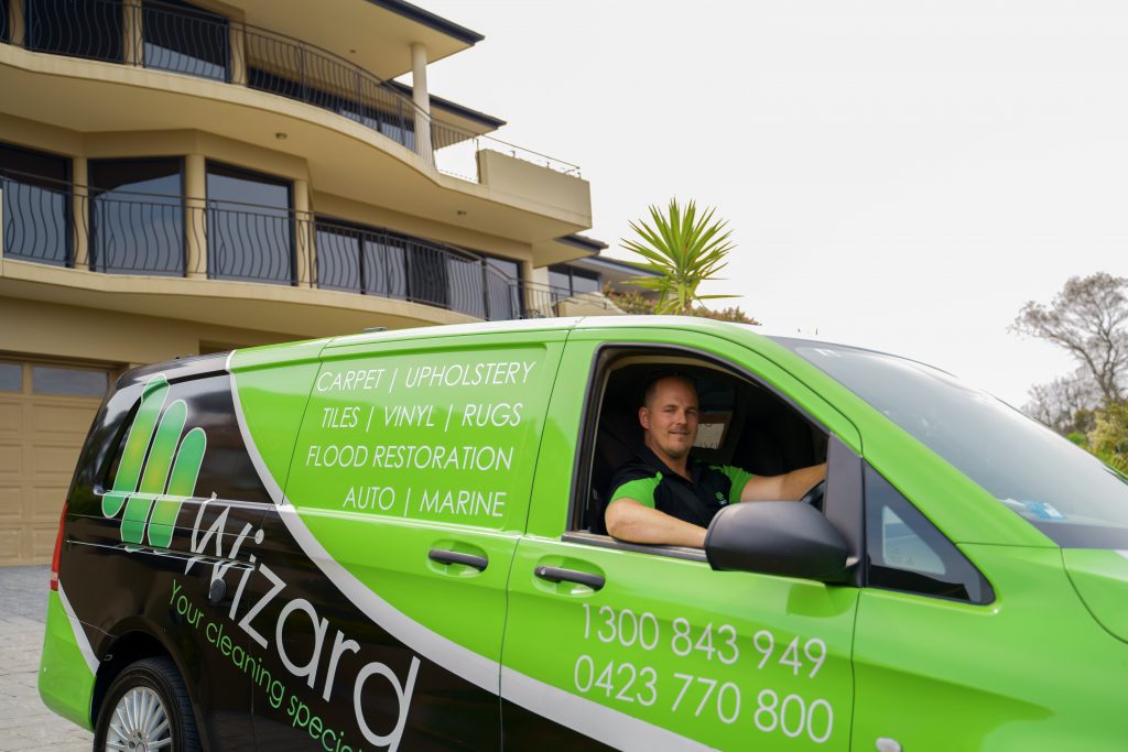 Nic in Wizard Carpet Cleaning Van