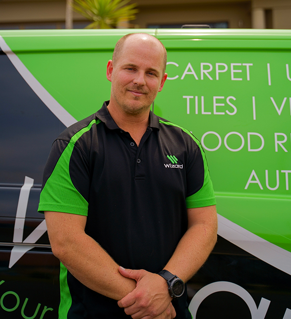 Nic Portrait Shot in-front of Carpet Cleaning Van & Equiptment